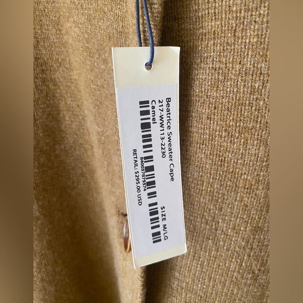 NWT Alex Mill 100% Wool Beatrice Sweater Cape Camel/Brown Pockets - Picture 8 of 9